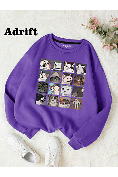 Adrift Colaj de Meme cu Pisici Trendul Design-ului de Stradă Mole Harajuku/Go...