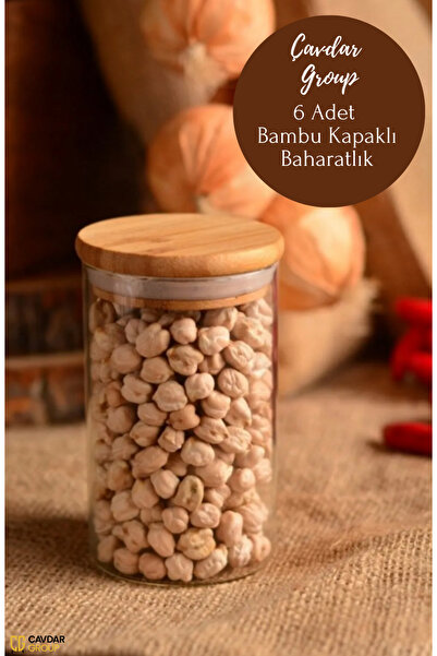 Çavdar Group 6 Adet Bambu Kapaklı Baharatlık Bambu Kapaklı Borosilikat Kavano...