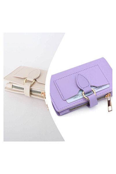 Everglow Jewelry محفظة نسائية بإبزيم وسحاب للإغلاق باللون البيج - مجموعة أرجو...