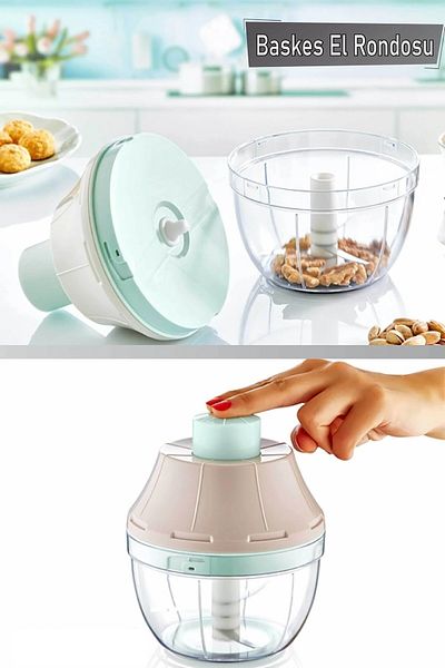 Pazarika Push Cut Hand Chopper with 3 Blades Practical Press Vegetable Fruit Chopper with Stainless Steel Blade
