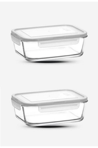 LAV Fresco Lock Storage Container Set of 2 1200Cc Rectangle White Lid (Frs-257)