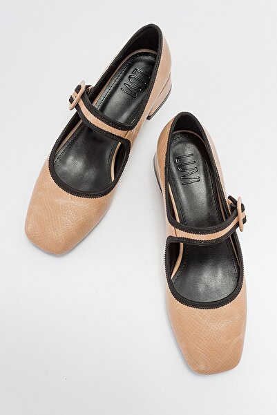 LuviShoes CURES bézs mintás női sarkú cipő