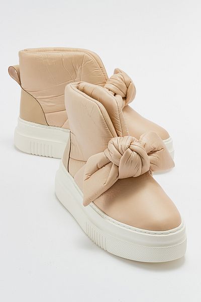 LuviShoes Γυναικεία αθλητικά μποτάκια ANDERS Μπεζ Φιόγκος