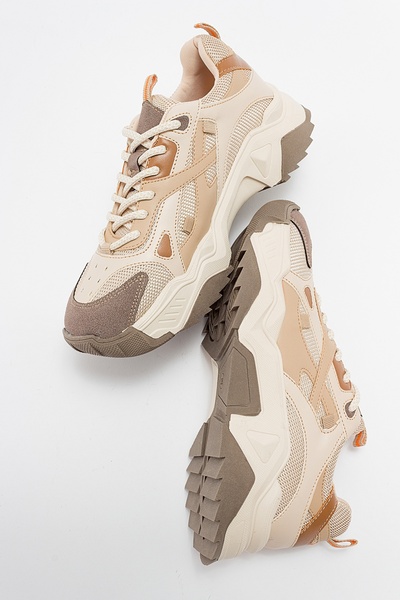 LuviShoes Γυναικεία αθλητικά παπούτσια LECCE Μπεζ-Καφέ
