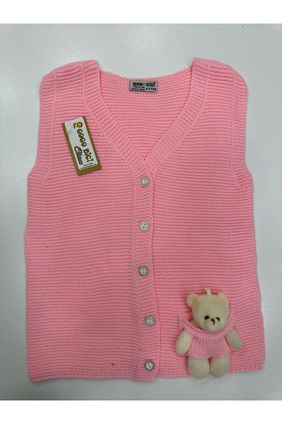 gogo bici Girl's Knitwear Vest with Teddy Bear