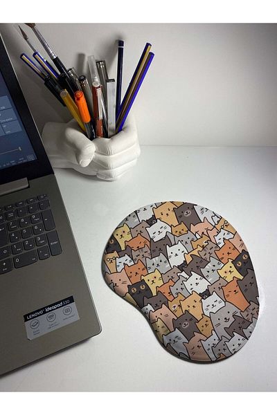 HobiShop Cats Patterned Mouse Pad with Wrist Support