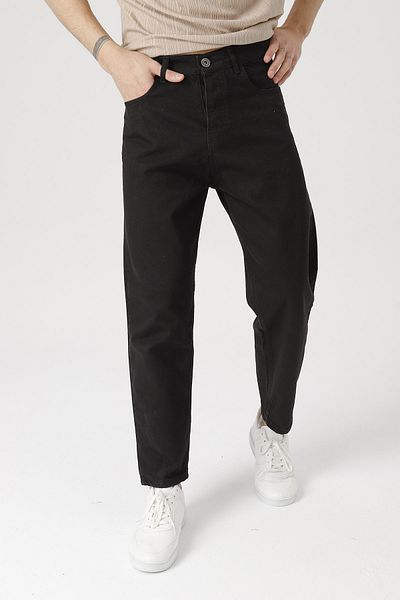 Gambocci Men's Black Boyfriend Comfortable Fit Trousers