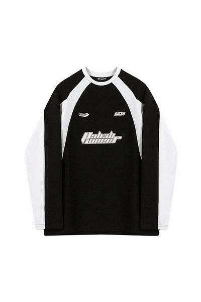 Köstebek Retro White Striped Thick Fabric Black Sweatshirt
