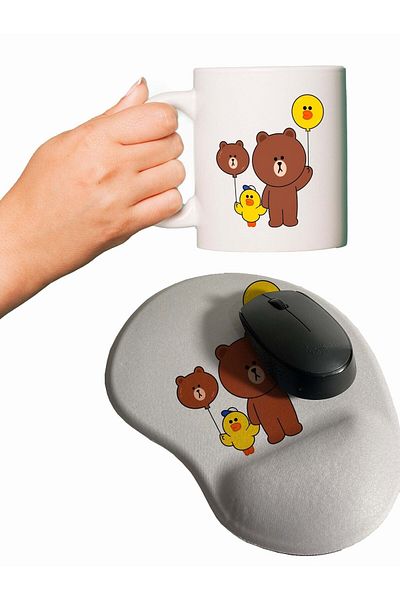 HobiShop Brown & Friends 0032 Τυπωμένο Mouse Pad + Κούπα