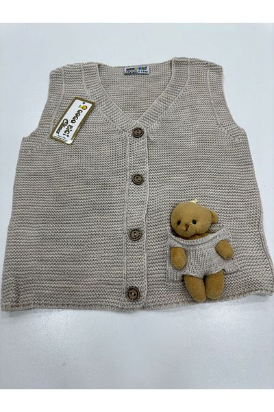 gogo bici Teddy Bear Detailed Boy's Knitwear Vest