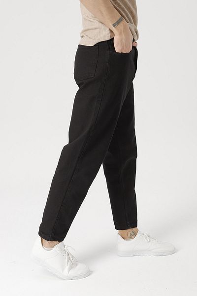 Gambocci Men's Black Boyfriend Comfortable Fit Trousers