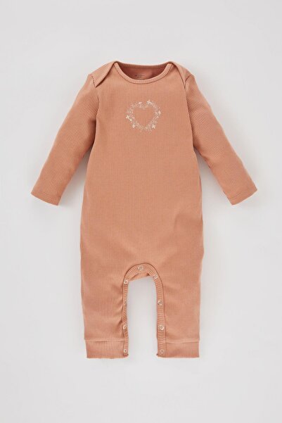 DeFacto Baby Girl Newborn Floral Ribbed Camisole Jumpsuit