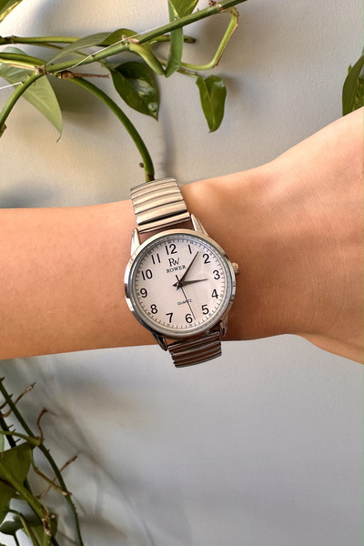 pierrose Gümüş Yaylı Kordon Klasik Sade Şık Tasarım Vintage Kol Saati
