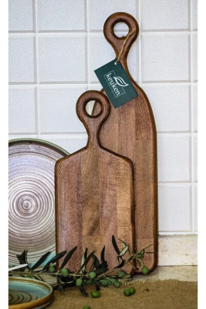 KEUKENWOOD Koyu Ceviz Kesme Ve Servis Tahtası 14 Cmx 50 Cm- 19cmx36 Cm 2 Adet