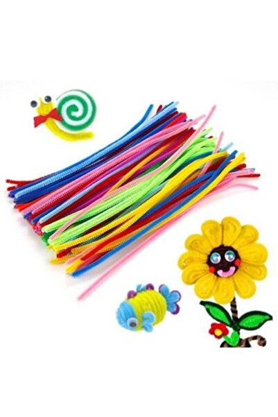 NEON PLUS 50 Adet, Şönil, 30 Cm, Tüylü Tel, Eğitici Şönil Seti, Renkli Tel,