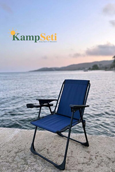 KS KampSeti 2 Adet Katlanır Kamp Sandalyesi Bardaklık Hediye- Plaj Piknik Sandalyesi-m1