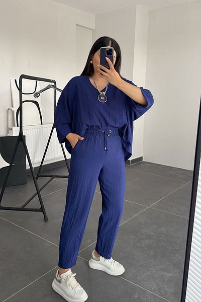 Laluvia Marineblaues Halsketten-Set