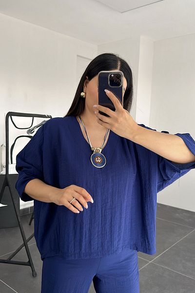 Laluvia Marineblaues Halsketten-Set