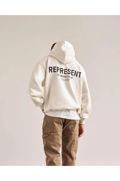 Benisengiydir Унисекс суичър с качулка в бежов цвят