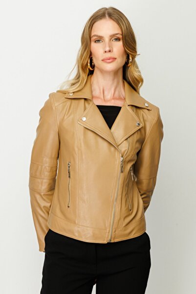 Ekol Palton din piele cu fermoar