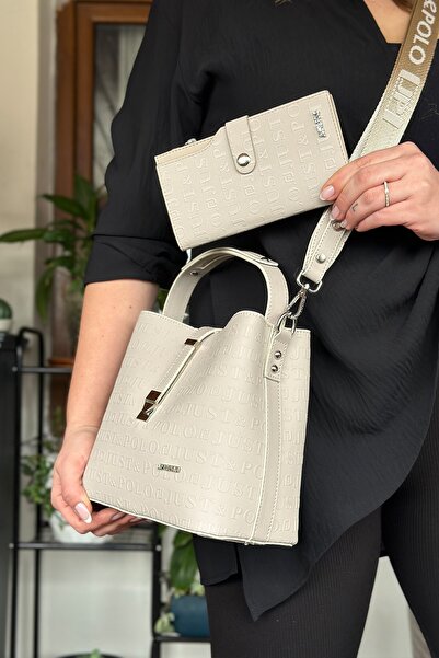 Just Polo JP منقوشة مطبوعة - قفل مفصل S4 حقيبة كتف نسائية متوسطة الحجم 4002 م...