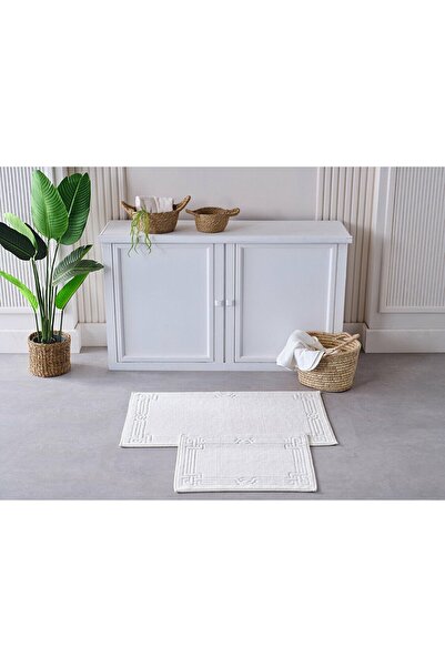 Doqu Home 2-Piece Bath Mat Cotton Harmo Cream 60x100 cm/50x60 cm