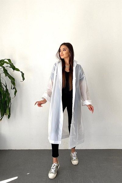 ÖNDER MODA Γυναικεία Ανδρικά κουκούλα Eva Raincoat Windbreaker με κουμπωτά
