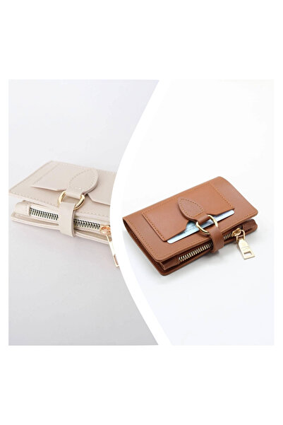 Everglow Jewelry مجموعة محفظة نسائية باللون البيج مع إبزيم وسحاب للإغلاق