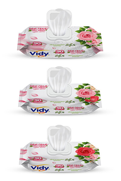Vidy Rose - Gül Kokulu Islak Havlu 90×24 Paket ( 2160 Yaprak )
