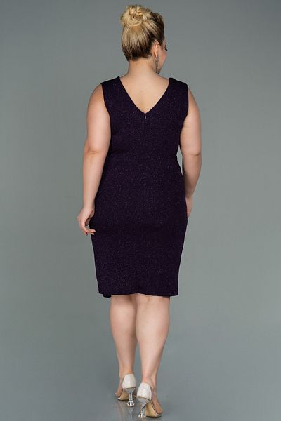 Abiyefon Dark Purple Midi Plus Size Evening Dress - ABK1752