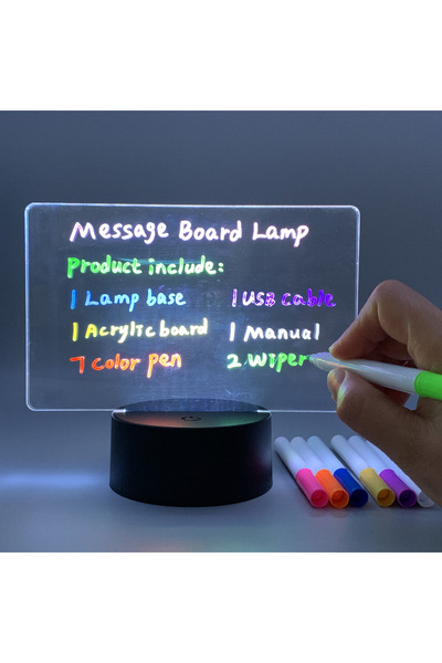 SZ MASTER Kalemli Silinen Led Işıklı Mesaj Not Panosu 7 Renk Led gece lambası...