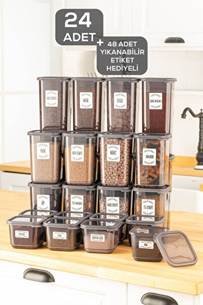 Meleni Home 24'lü Elisa Baharatlık Erzak Saklama Kabı - Kapaklı Kare Baharat ...