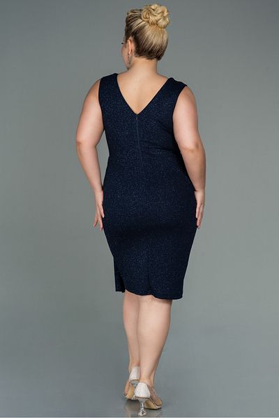 Abiyefon Midi Navy Blue Plus Size Evening Dress ABK1752