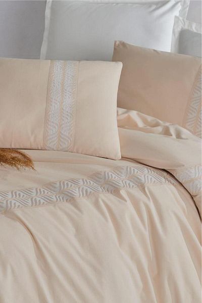 Clasy Σετ Παπλωματοθήκη Διπλό Ranforce Olerin Beige