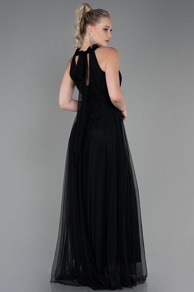 Abiyefon Black Halter Neck Long Evening Dress ABU3252