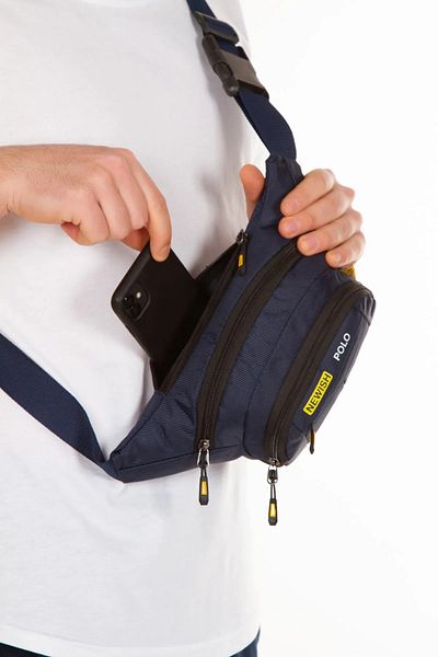 jön Unisex Black Waterproof Waist and Shoulder Bag Freebag with USB and Headphone Port