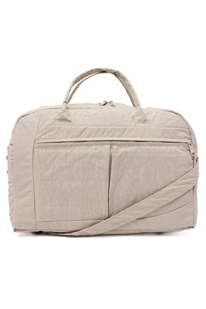 DİNGABAGS Kaff Krinkıl Büyük Boy Bej Önü Cepli Omuz Uzun Askılı&el Askılı Unisex Spor&fitness&seyahat Çantası