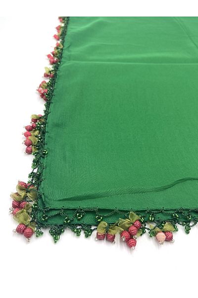 nazipek Set of 5 Cotton Handcrafted Cherry Embroidered Beaded Scarf Gift Writing 100x100cm Wholesale