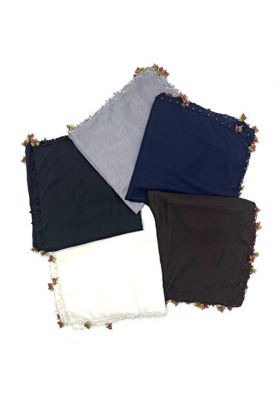 nazipek 5'li Set Pamuklu El Işi Kiraz Oyalı Boncuklu Eşarp Hediyelik Yazma 10...