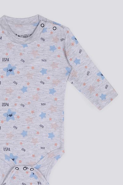 U.S. Polo Assn. يو اس بولو اسنبدلة طويلة الأكمام للأطفال الرضع بلون الثلج