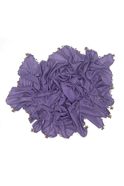 nazipek Eșarfă din bumbac, lucrată manual, cu mărgele brodate de cireșe, lili...