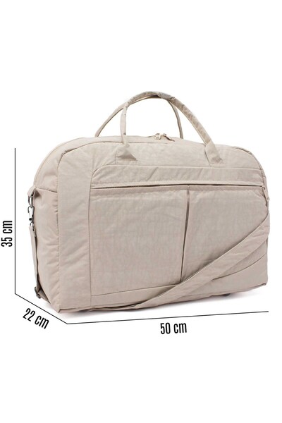 DİNGABAGS Kaff Krinkıl Büyük Boy Bej Önü Cepli Omuz Uzun Askılı&el Askılı Unisex Spor&fitness&seyahat Çantası