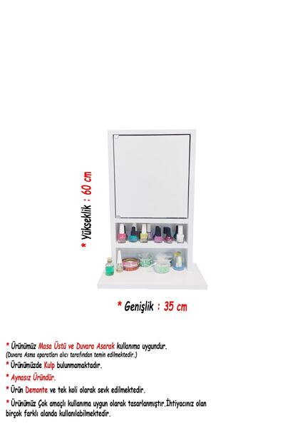 First Mobilya Karanfil 1k - Aynasız Çok Amaçlı Aksesuar Anahtarlık - Askılık Hediyelik Takı Dolabı - Beyaz