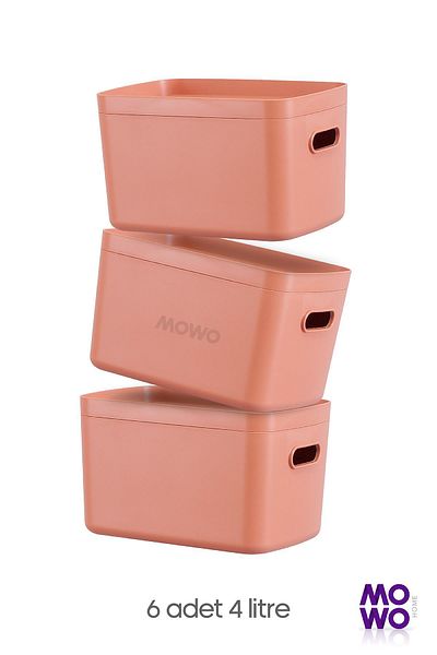 Mowo Home Alegra 6 Bucuri 4 Lt Tigla - Cutie Depozitare Decorativa, Cutie Organizator Dulap cu Capac