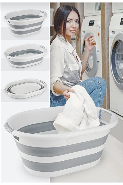 4KİDS 4kids Gri Katlanır Çamaşır Sepeti Büyük Boy 26 Lt