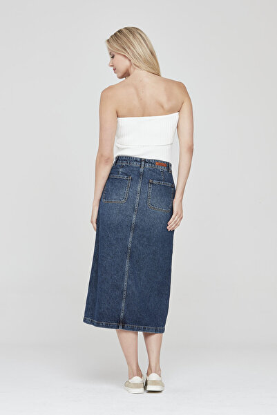 Pantamo Jeans Pantamo Mid Tone Distressed Blue Woman's Denim Skirt