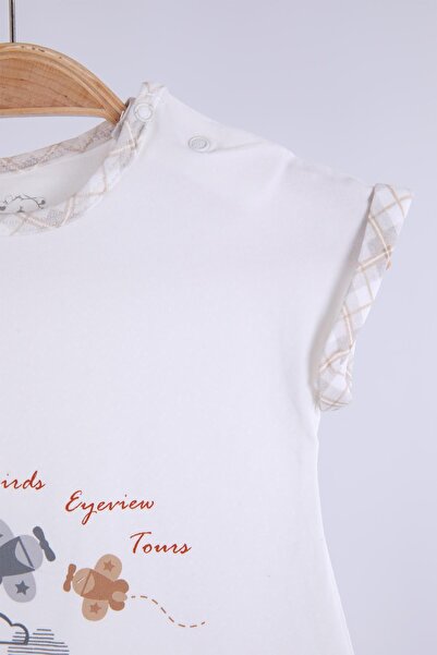 Babydola Helicopter Printed Collar Snap Fastener Holiday Basic Jumpsuit 12903