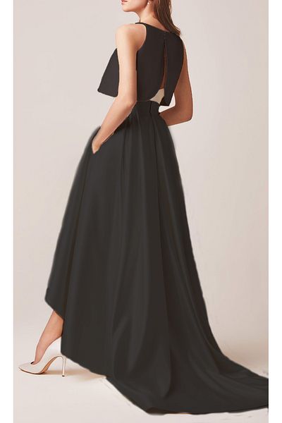 NSMLİFE Femei Asimetrică Minimalistă Neagră Nuntă Nuntă Balul Balului Fusta Simplu Elegantă Fusta din Satin