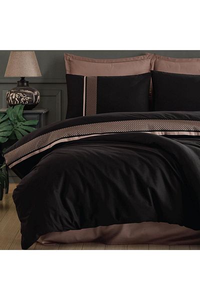 Clasy Double Duvet Cover Set Ranforce Tulkas Black