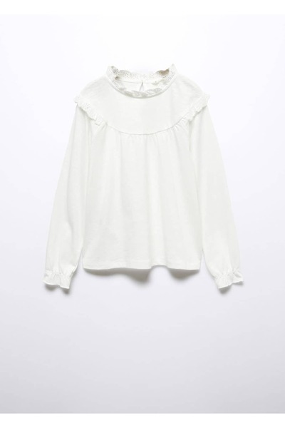 MANGO Kids Volanlı uzun kollu tişört